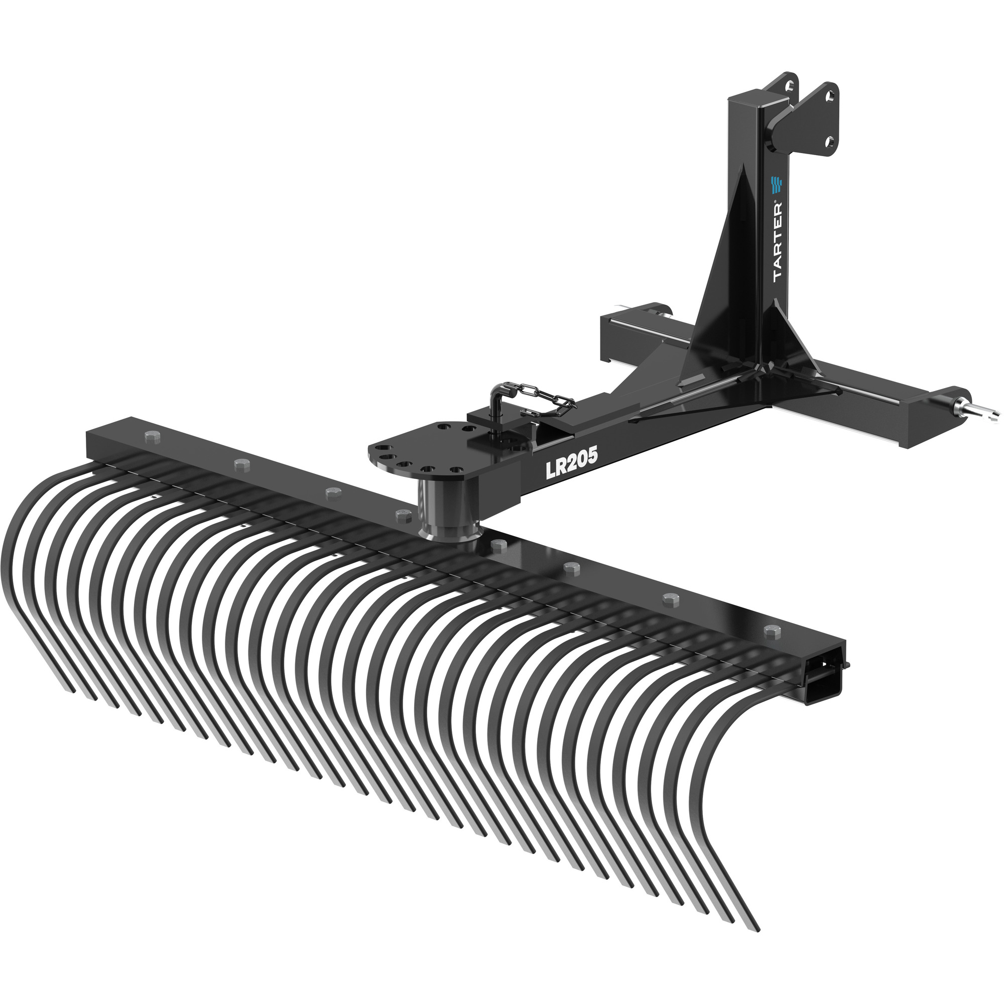 Tarter 200 Series Landscape Rake - 5ft. Working Width, High-Carbon Curved Tines, 5 Angle Settings, Model# LR205BL